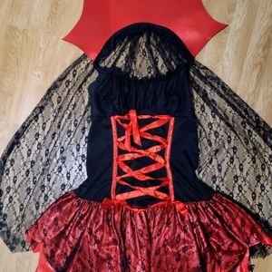 Lace Vampire Costume with Collar & Cape